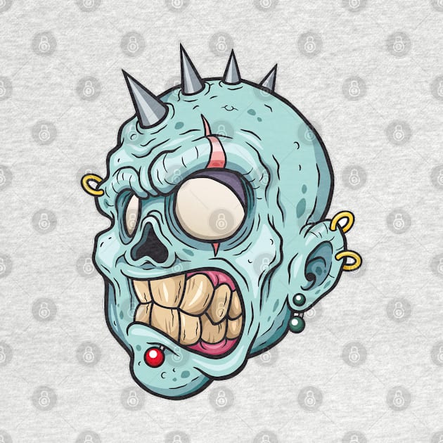 Zombie Punk - Scary Halloween Cartoon Art by bigbikersclub